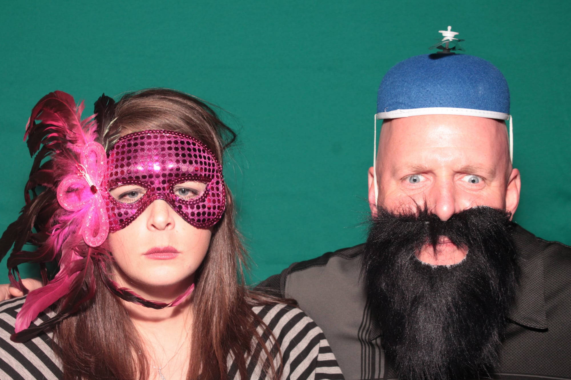 Photo Booth Rental-Wedding-Beards-Masks-Hats-Props-Teal Backdrop-Portrait-No. 1